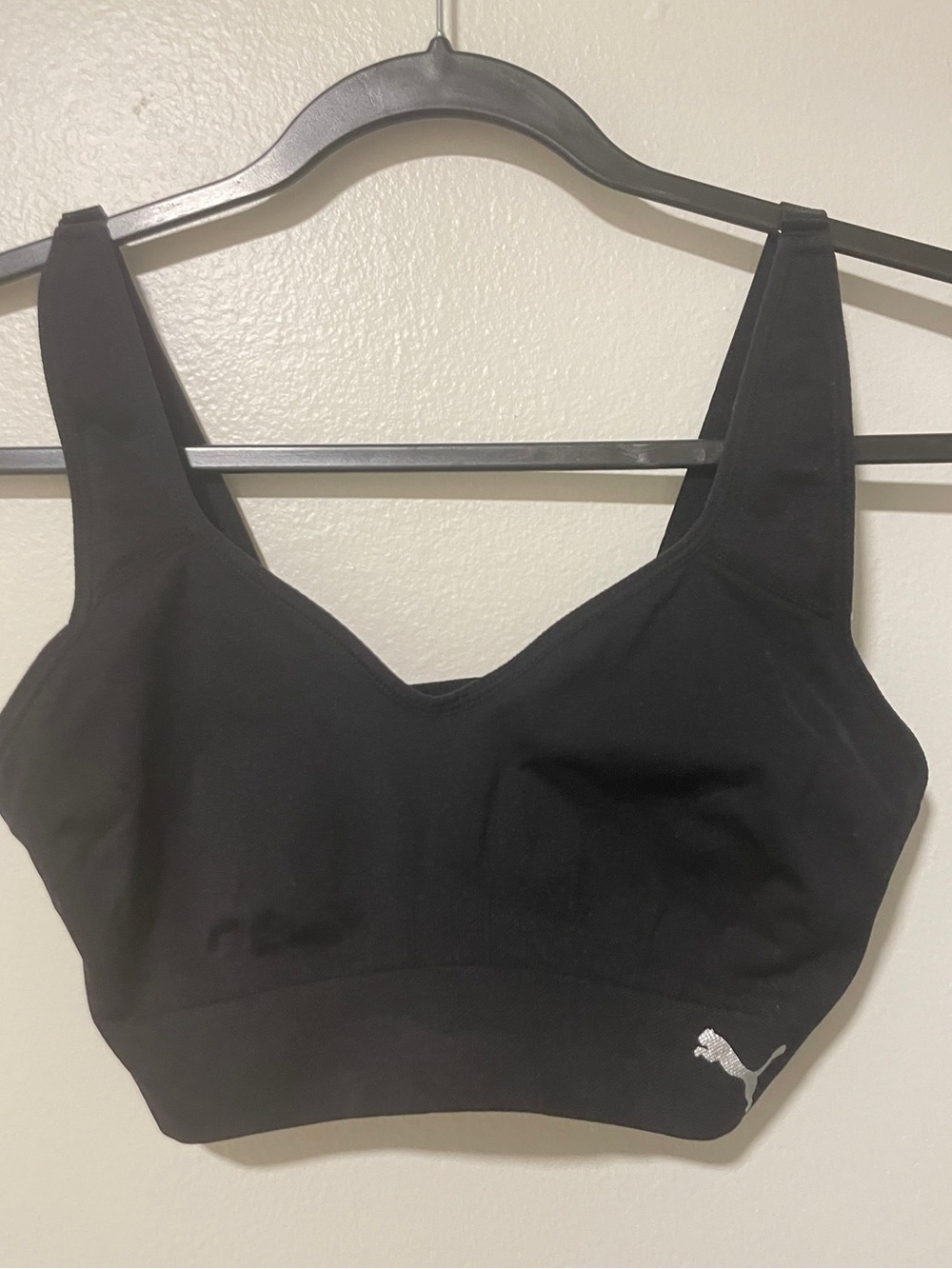 Puma Sports Bra Womens Medium Black Stretch Adjustable Strap Seamless Athletic